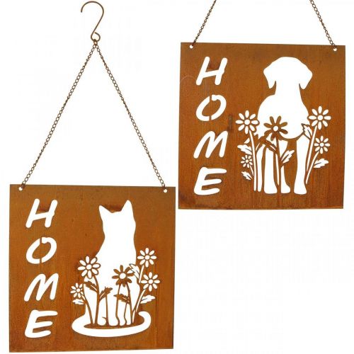 Metalen bord patina, bord voor hangende kat hond gesorteerd 2st