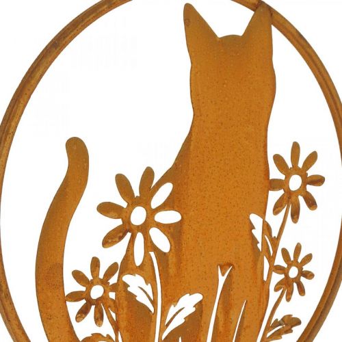 Floristik24 Metalen bord patina kat met bloemen Ø38cm