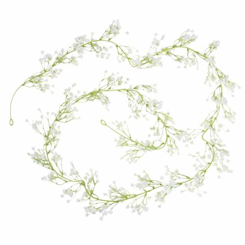 Floristik24 Bruiloftsdecoratieslinger Gypsophila met oogjes wit 180cm