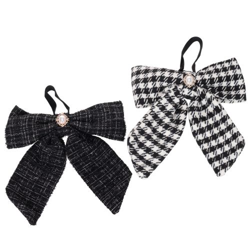 Stoffen strik met broche en ophanglus, geruit, 24 cm, 2 stuks kopen | Floristik24.nl