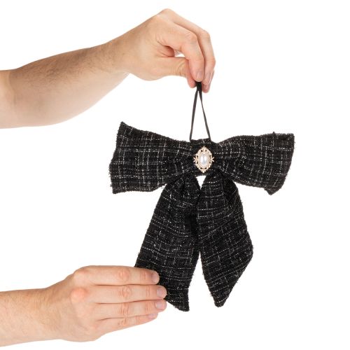 Stoffen strik met broche en ophanglus, geruit, 24 cm, 2 stuks | Floristik24.nl