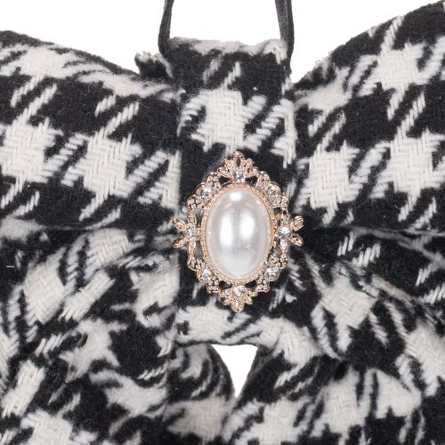 Stoffen strik met broche en ophanglus, geruit, 24 cm, 2 stuks | Floristik24.nl