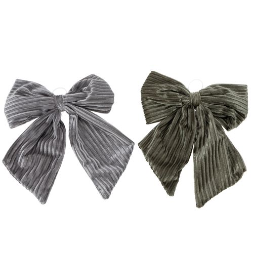 Decoratieve hangende strik, kerststrik, fluweel, geribbeld, 24 cm, 2 stuks kopen | Floristik24.nl