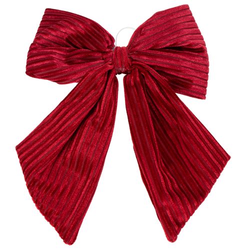 Rode fluwelen corduroy strik voor het ophangen van kerstversieringen, 24 cm, 2 stuks | Floristik24.nl