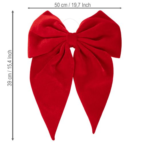 Decoratieve rode fluwelen strik, grote strik voor raam of deur, 50 cm | Floristik24.nl