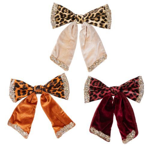 Decoratieve strik met dierenprint (luipaardpatroon), 20 cm, 3 stuks kopen | Floristik24.nl