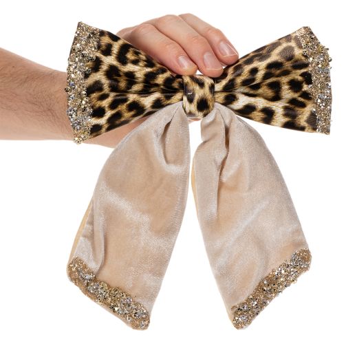 Decoratieve strik met dierenprint (luipaardpatroon), 20 cm, 3 stuks | Floristik24.nl