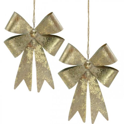 Artikel Lussen van metaal, kersthanger, adventsdecoratie gouden, antieke look H18cm B12.5cm 2st