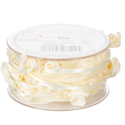 Artikel Valentino lint, crème, 15 mm, 5 m