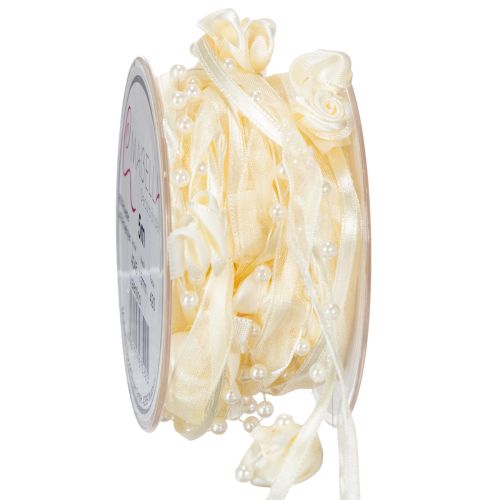 Floristik24 Valentino lint, crème, 15 mm, 5 m