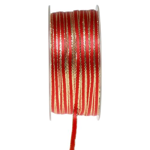 Floristik24 Lint cadeaulint gestrand lint rood goud 3mm 100m