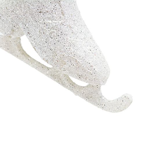 Floristik24 Decoratieve hanger schaats wit met glitter 8cm 2st