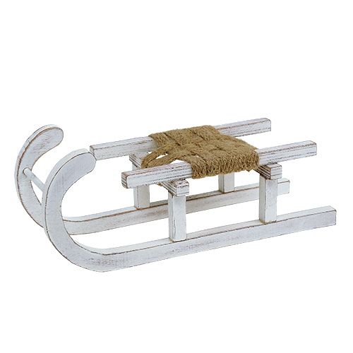 Floristik24 Houten slee wit 28cm x 11cm x 11cm 1stuk