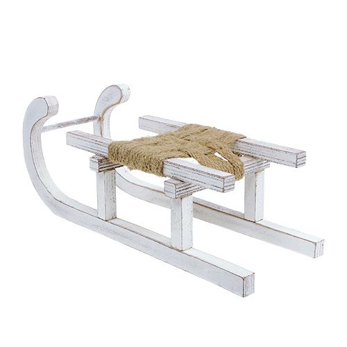 Floristik24 Houten slee wit 28cm x 11cm x 11cm 1stuk