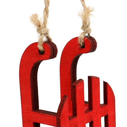 Floristik24 Slee voor het hangen van rood hout 9cm 12st