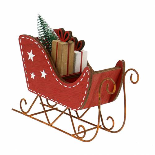 Floristik24 Slede hout rood 15.5cm x 15cm x 6cm