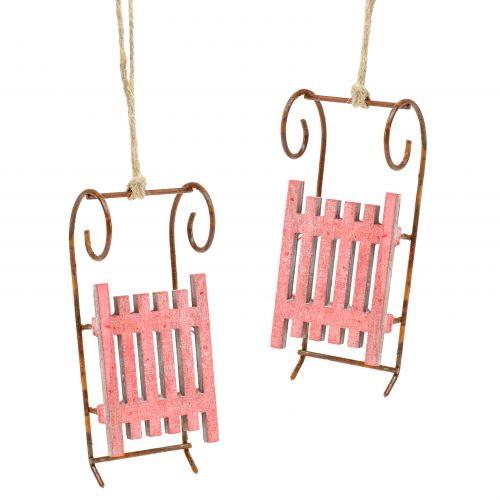 Slee rood, roest om op te hangen 11cm 6st