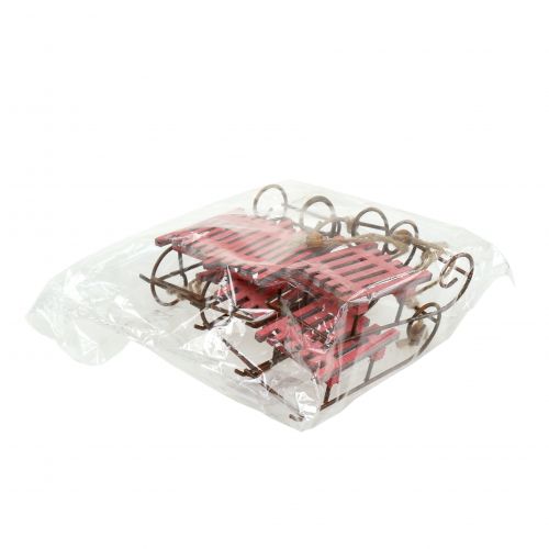 Artikel Slee rood, roest om op te hangen 11cm 6st