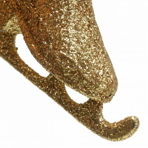 Floristik24 Kerstboomdecoratie schaats goud, glitter 8cm 12st