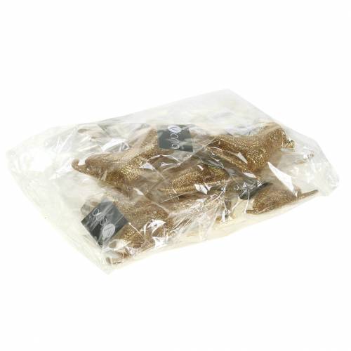 Floristik24 Kerstboomdecoratie schaats goud, glitter 8cm 12st