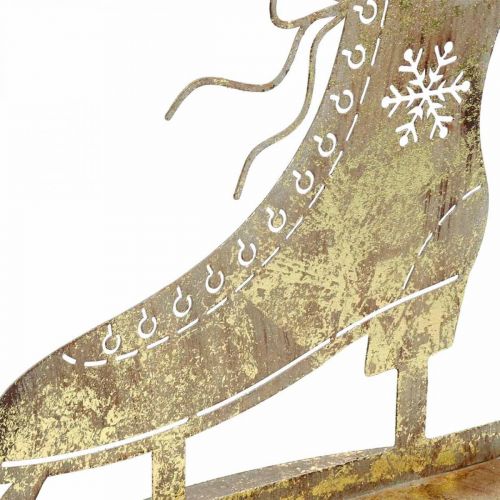 Artikel Metalen schaats, winterdecoratie, decoratieve schaats, kerst gouden antieke look H22.5cm