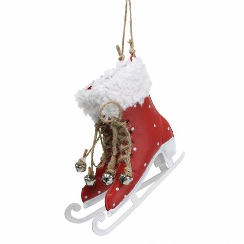 Floristik24 Kerstboomversiering schaatsen om op te hangen rood, wit 10,5 × 10cm