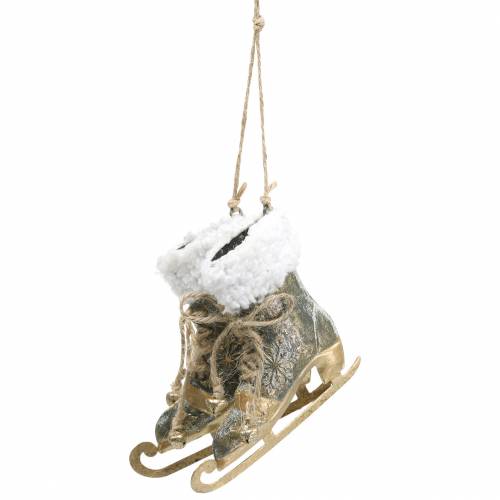 Floristik24 Hangende Schaatsen voor Kerstboom Goud, Wit 11×10cm