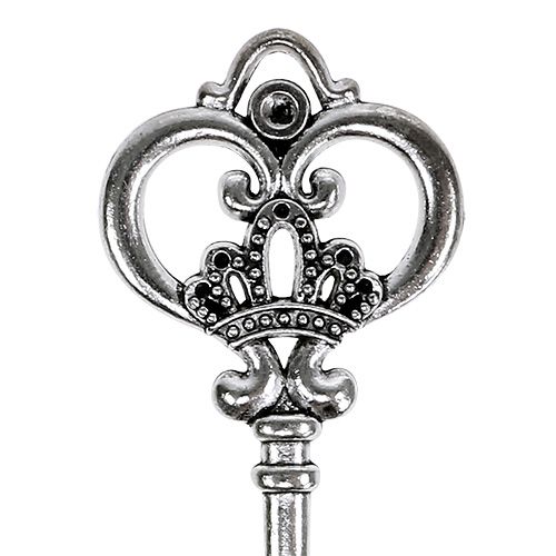 Floristik24 Deco sleutel 8,5 cm zilver 12st