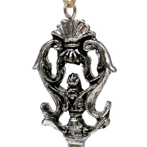 Floristik24 Sleutel zilver 10cm assorti 6st