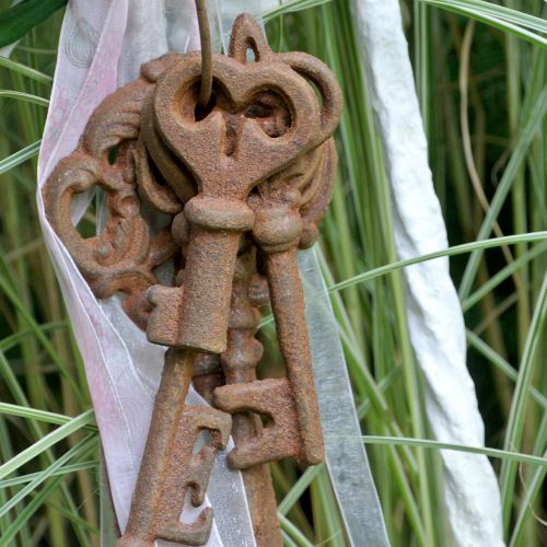 Floristik24 Sleutelhanger 5 siersleutels gietijzer roest 36cm