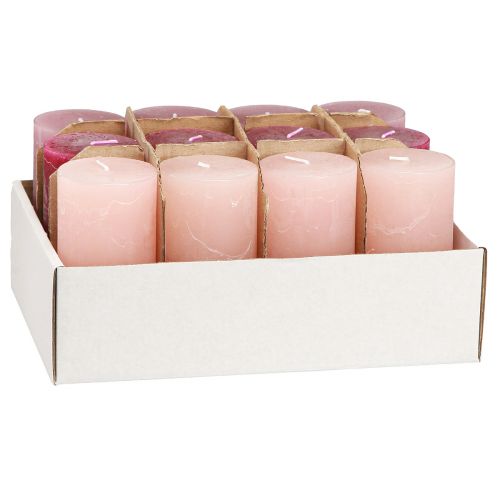 Artikel Smalle stompkaarsen Pink Berry 3 kleuren 50x100mm 12 st
