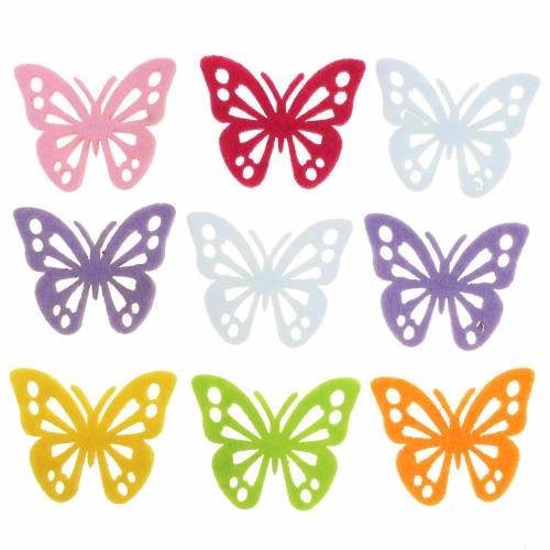 Artikel Vilten vlindertafeldecoratie Assorti 3,5 x 4,5 cm 54 stuks Verschillende kleuren