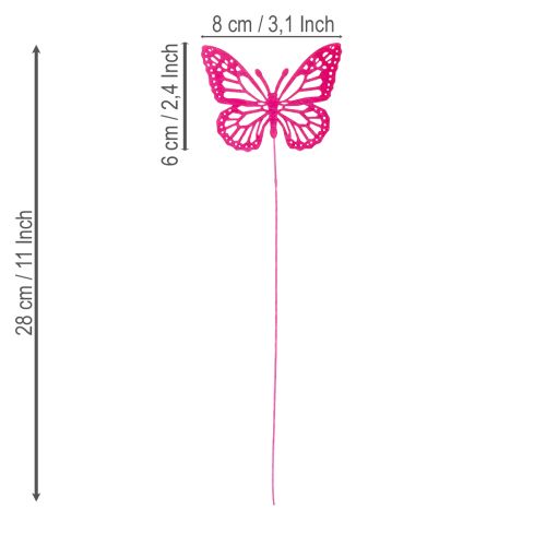 Artikel Decoratieve vlinders op steeltjes als delicate accenten voor tafels en plantenbakken, 8 cm, 18 stuks