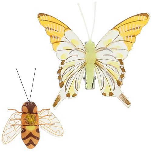 Artikel Vlinder, bij deco op clip 4cm - 8cm 9st