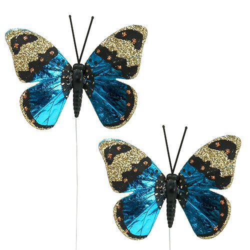 Floristik24 Vlinderblauw 7,5 cm glanzend 4st
