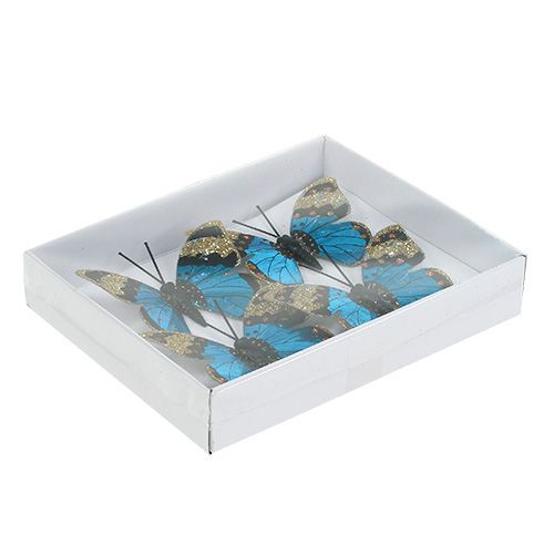 Floristik24 Vlinderblauw 7,5 cm glanzend 4st