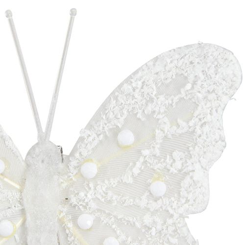 Artikel Vlinderdecoratie in wit op clip 7,5cmx7cm 4 stuks