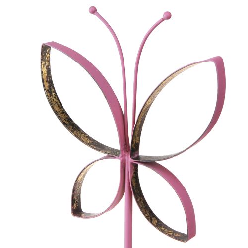 Artikel Vlinder Metaal Decoratieve Standaard Fuchsia Goud H29cm 2 st