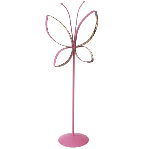 Artikel Vlinder Metaal Decoratie Lente Fuchsia Goud H35cm 2 st