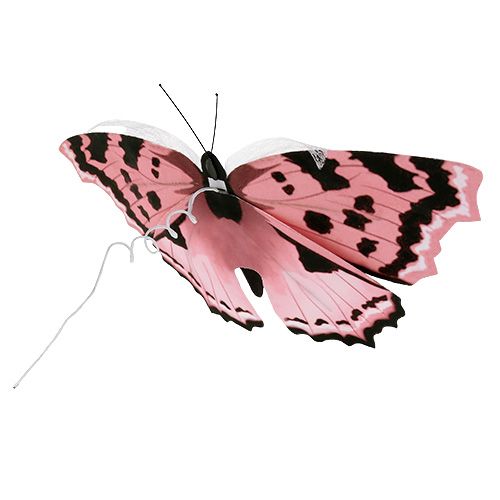 Artikel Vlinder roze 20cm op draad 2st