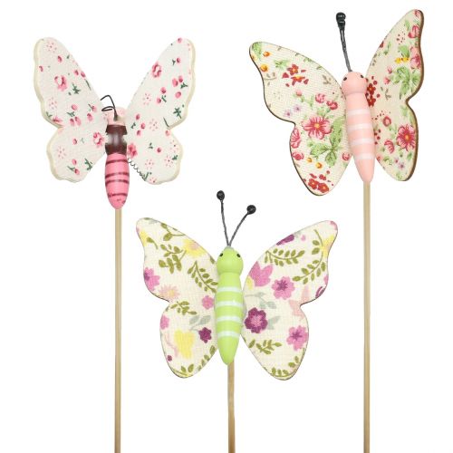 Floristik24 Vlinder op houten stokje 5,5cm - 7cm 18 st