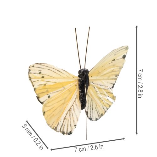 Artikel Decoratieve vlinders op draad voor kleurrijke tafeldecoraties, 7 cm, 12 stuks