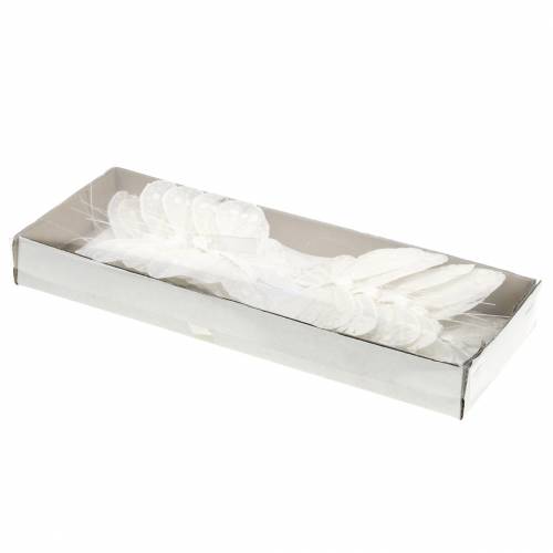 Floristik24 Veer vlinder op draad wit met glitter 10cm 12st