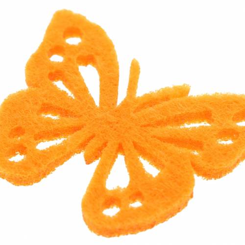 Floristik24 Vilt vlinder tafeldecoratie geel groen oranje assorti 3.5x4.5cm 54 stuks