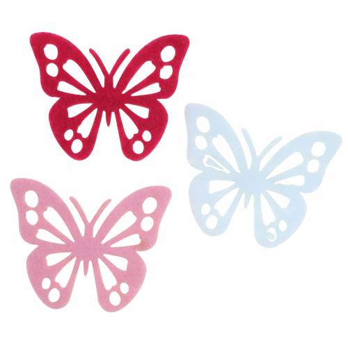 Floristik24 Vilt vlinder tafeldecoratie roze wit roze assorti 3.5x4.5cm 54p