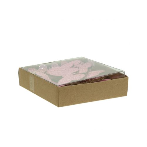 Artikel Strooidecoratie vlinder roze glitter 5/4/3cm 24 st