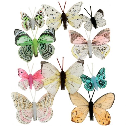 Floristik24 Decoratieve vlinder op clip gesorteerd 5cm - 8cm 10st
