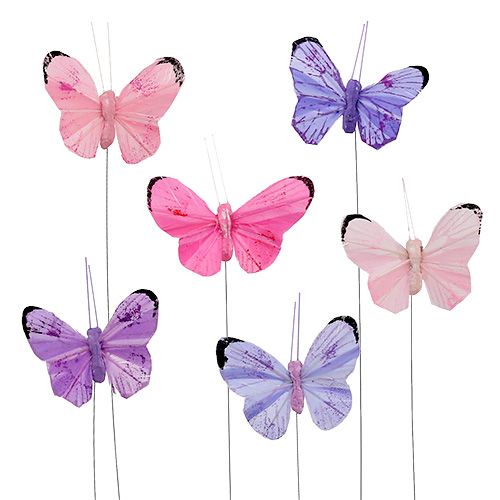 Vlinder 5cm roze-paarse ezel. 24st
