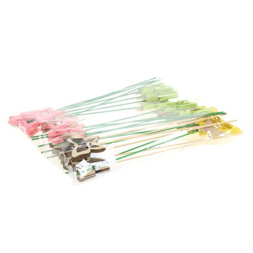 Floristik24 Decoratieve plug vlinder diverse kleuren H24cm 24 st