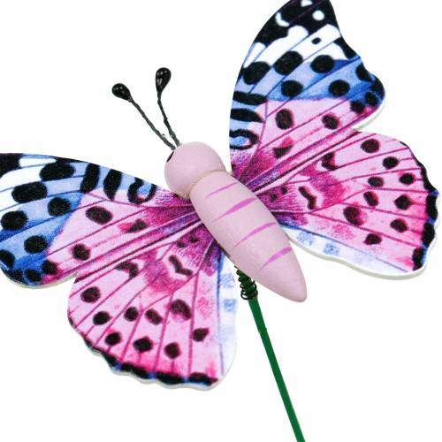 Artikel Decoratieve vlinder op een stokje Bloemsteker Lentedecoratie 16 stuks